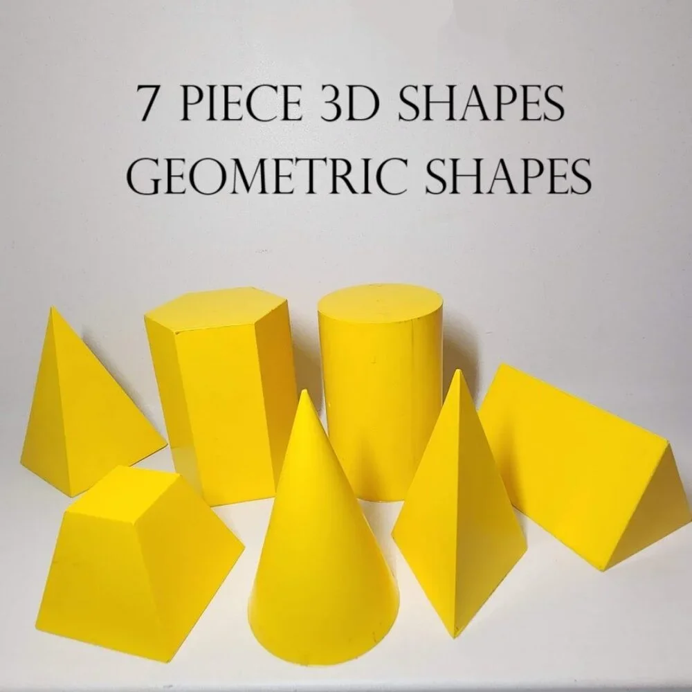 7 Piece Shapes Set 3D Geometric Plastic Forms Solids Drawing Forms Math Manipula